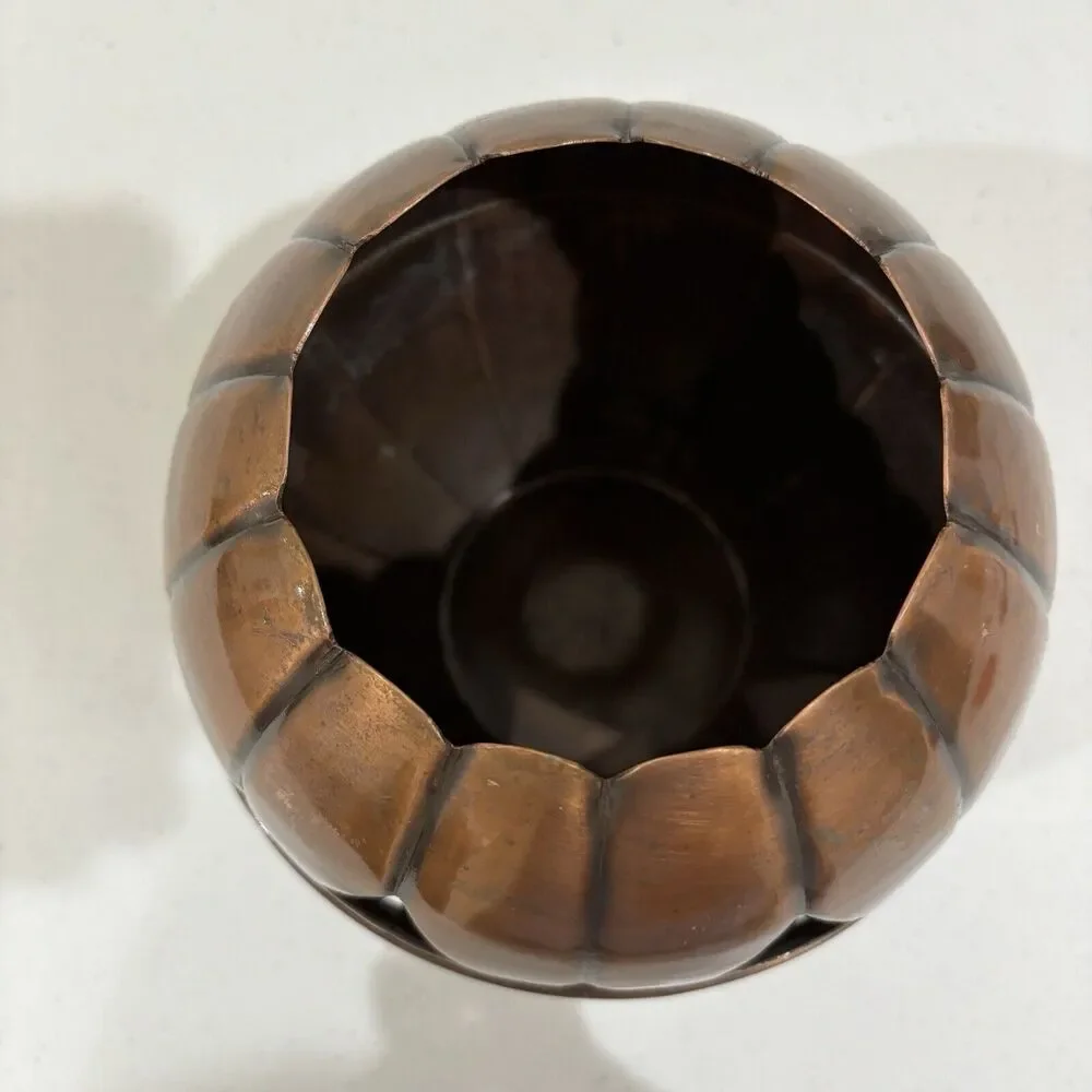 Restoration Hardware Copper Pumpkin Jack-O-Lantern Candle Holder 6in *no spike*